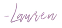 Lauren purple cursive signature